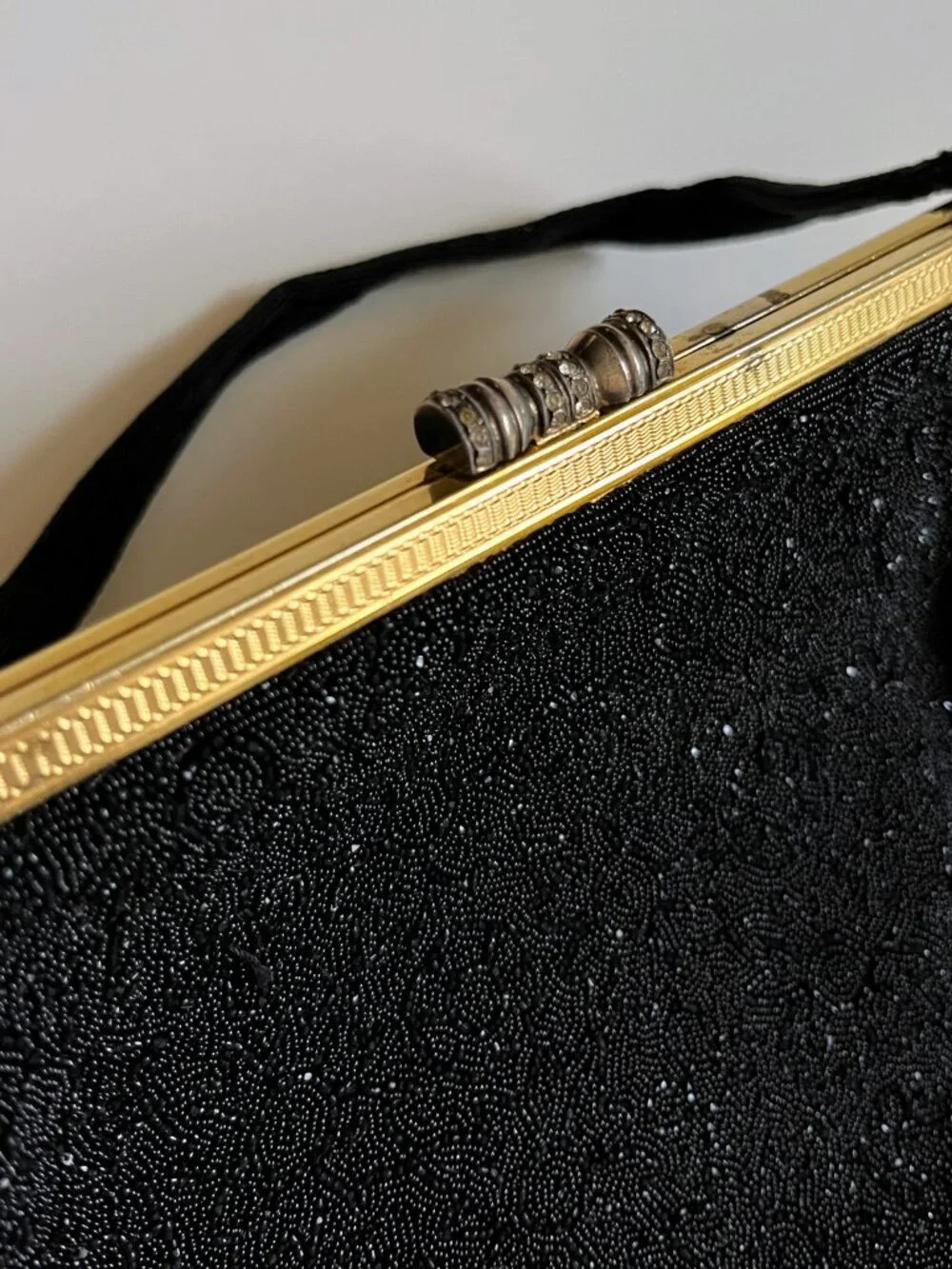 Vintage French Micro-Beaded Evening Bag: Retro Women's Fashion Made in France